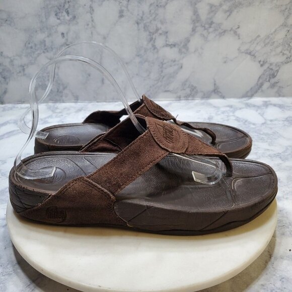 FitFlop Womens 10 EU 42 Oasis Thong‎ Sandals Brown Micro Wobble Board Comfort - Picture 5 of 11